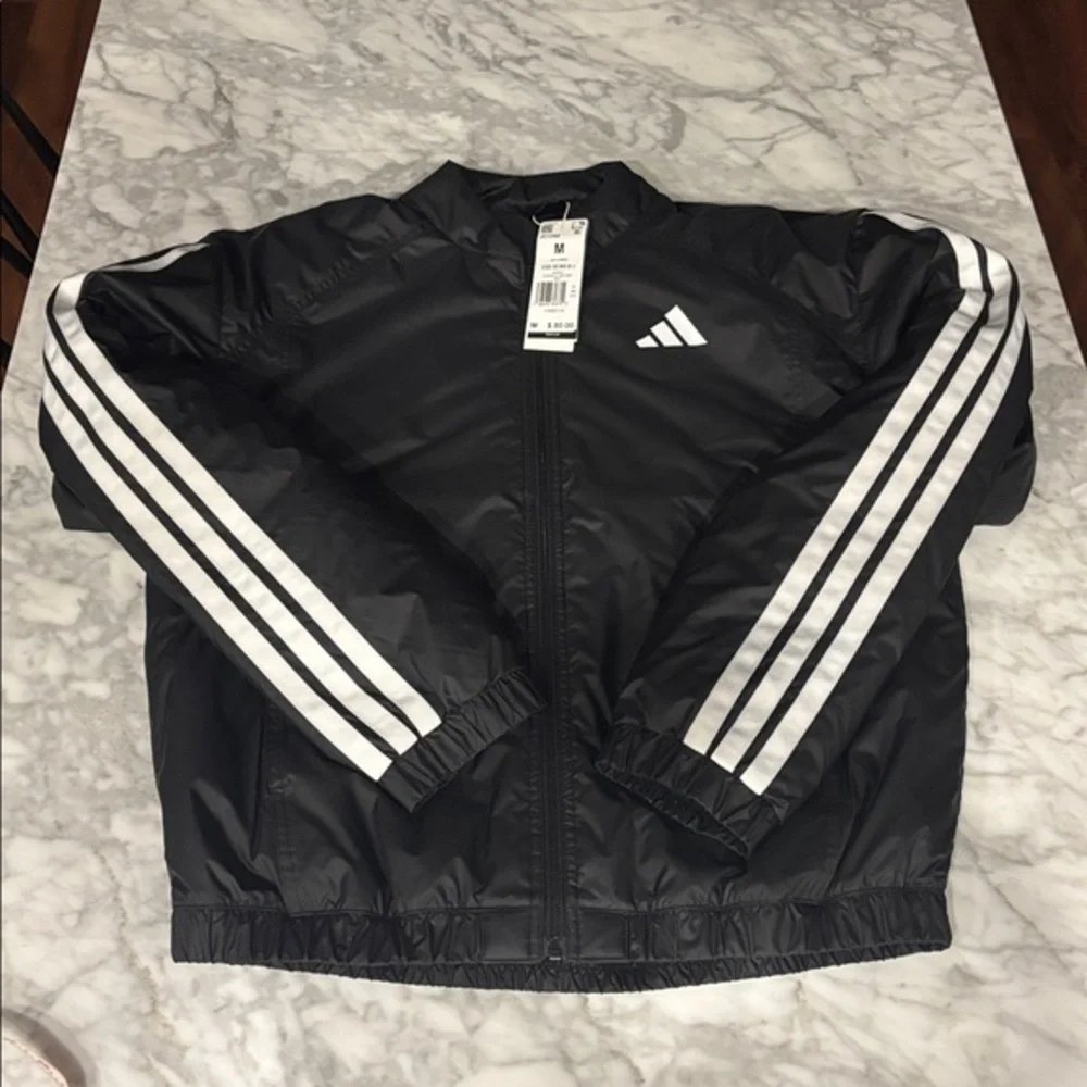 Adidas black Windbreaker with white Stripes